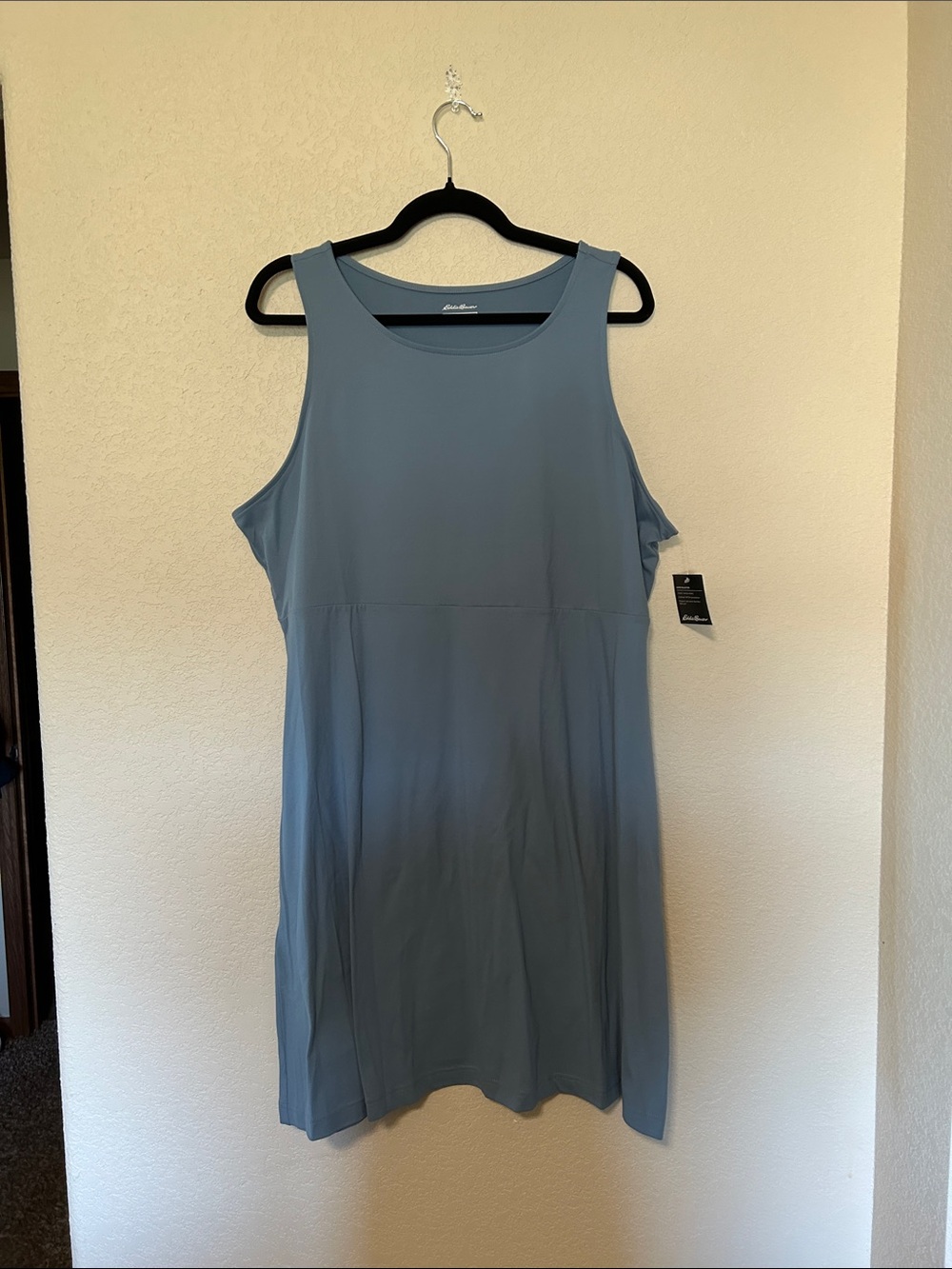 NWT Eddie Bauer Aster Sleeveless Empire Waist Dress XL Blue Athleisure
